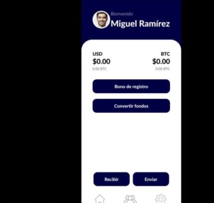 Billetera virtual "Chivo" para transacciones con dólares y bitcoin en El Salvador.