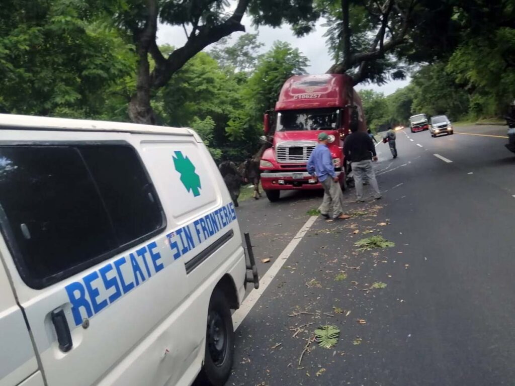 Árbol cae sobre rastra en carretera a Santa Ana. Noticias de El Salvador.