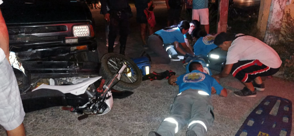 Motociclista lesionado en accidente Chalchuapa. 23 abril 2023